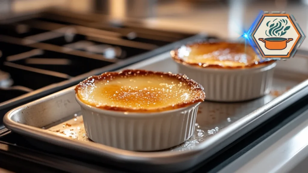 Caramelizing crème brûlée without a blowtorch using easy kitchen tips — achieving a crisp sugar crust with simple at-home methods.