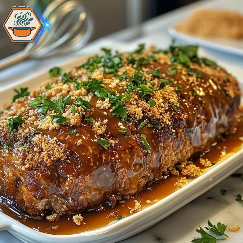 title="Perfectly Shaped Meatloaf with Herb Garnish" Perfectly Shaped Meatloaf with Herb Garnish