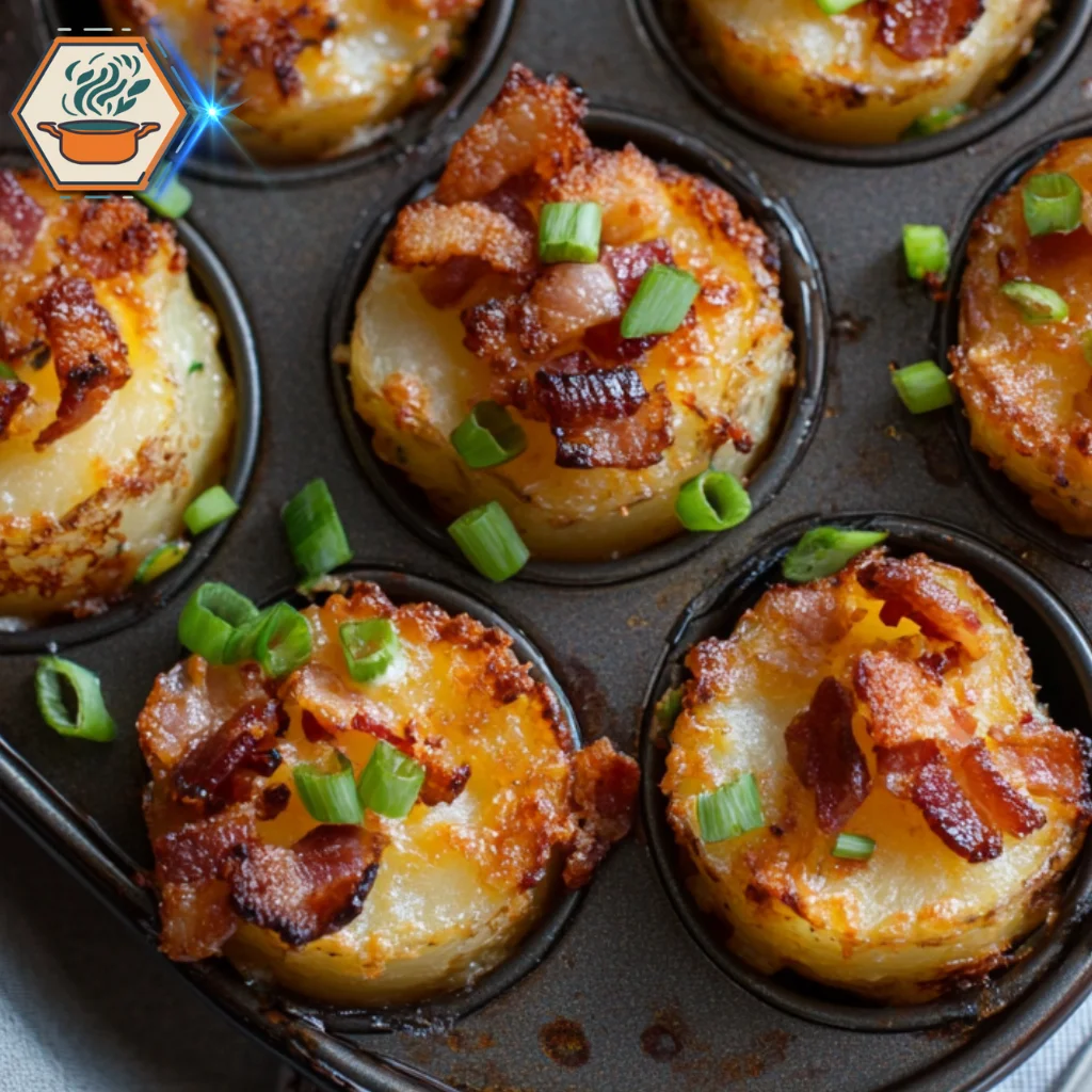 title="Creative Serving Suggestions for Different Occasions" alt="Tray of mini potato casseroles baked in muffin tins, providing creative serving suggestions for different occasions such as parties, potlucks, and festive gatherings."