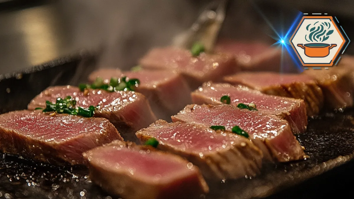 Is tataki cooked or raw 1 Is tataki cooked or raw? Understanding the technique, showing the searing process and how tataki combines both raw and lightly seared elements for a balanced dish.