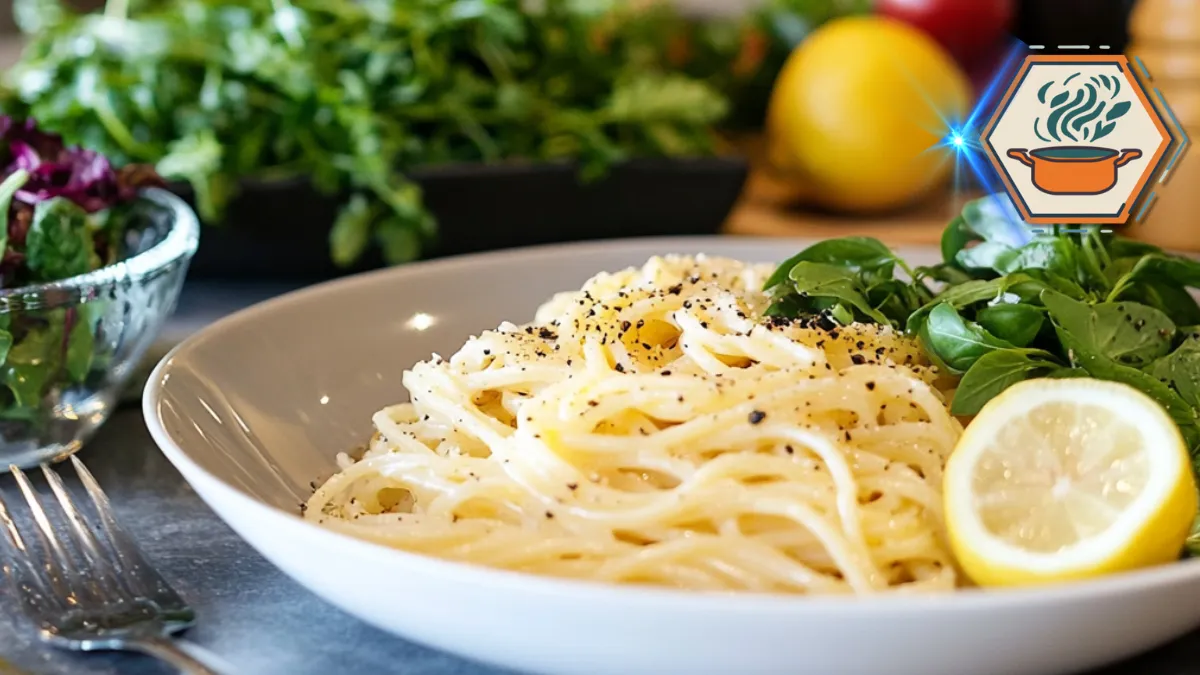 lemon pepper pasta 1 A delicious plate of lemon pepper pasta, garnished with lemon zest and cracked black pepper, served as a refreshing and flavorful homemade dish.