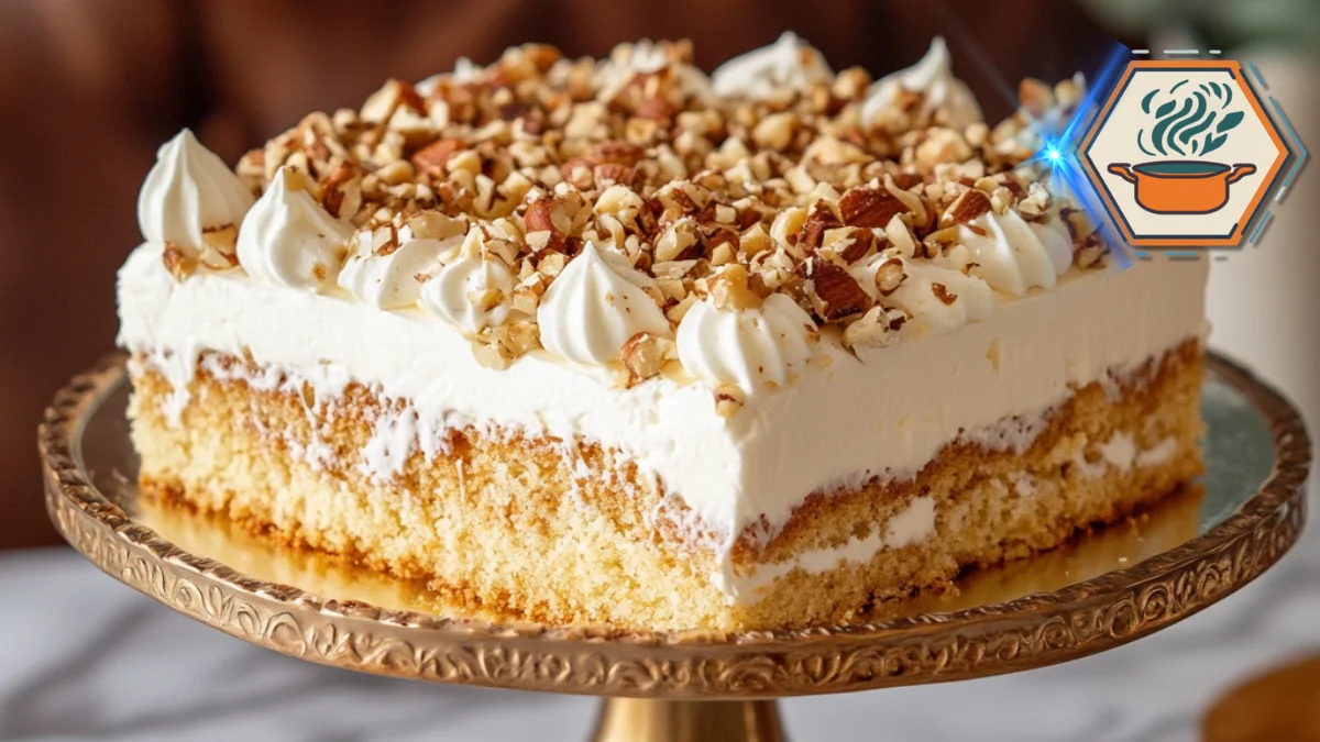 A moist and fluffy kefir sheet cake sliced into squares, with a golden top and soft interior—perfectly baked and ready to serve.