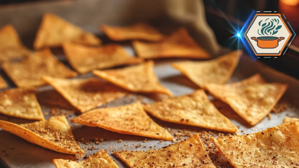 An image showing the process of oven-baking tortillas, with golden, crispy results, highlighting the possibility and benefits of baking tortillas in the oven.