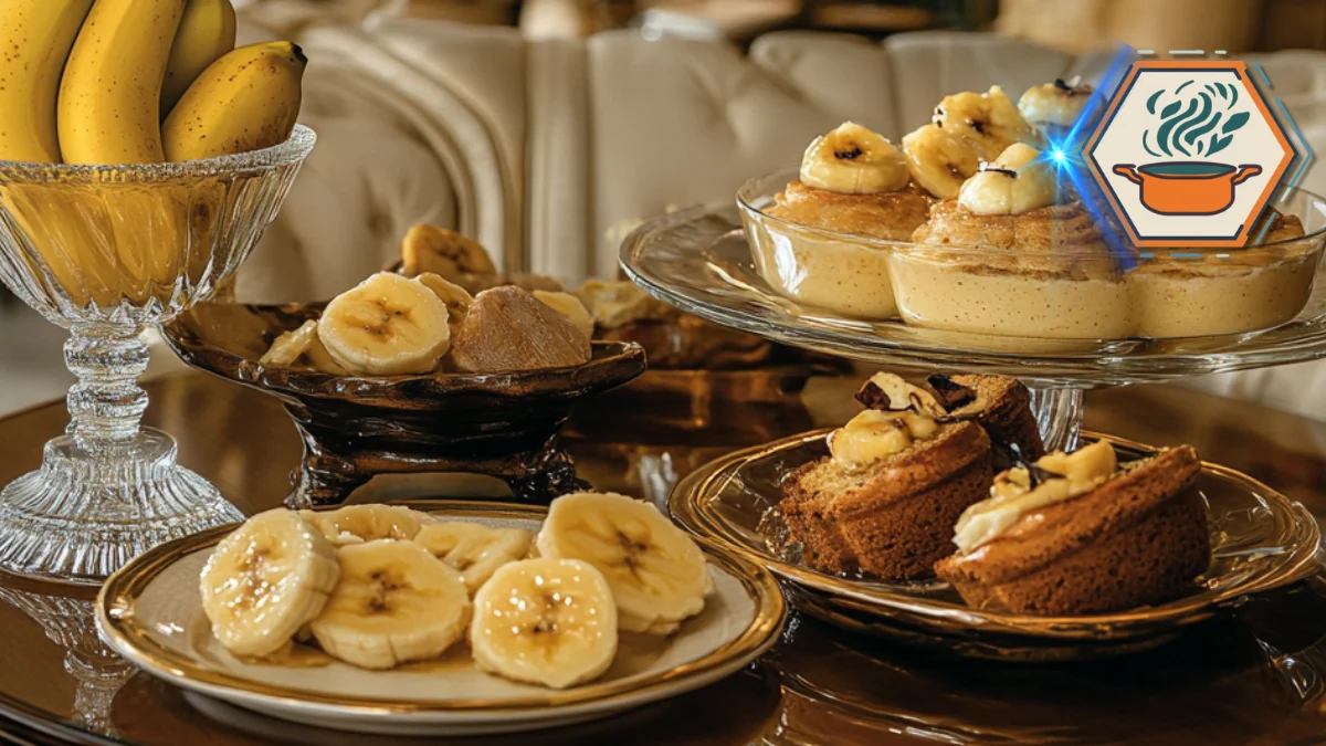 An image showing different ingredients and pairings that enhance the flavor of bananas, such as cinnamon, peanut butter, and chocolate, for a variety of dishes.