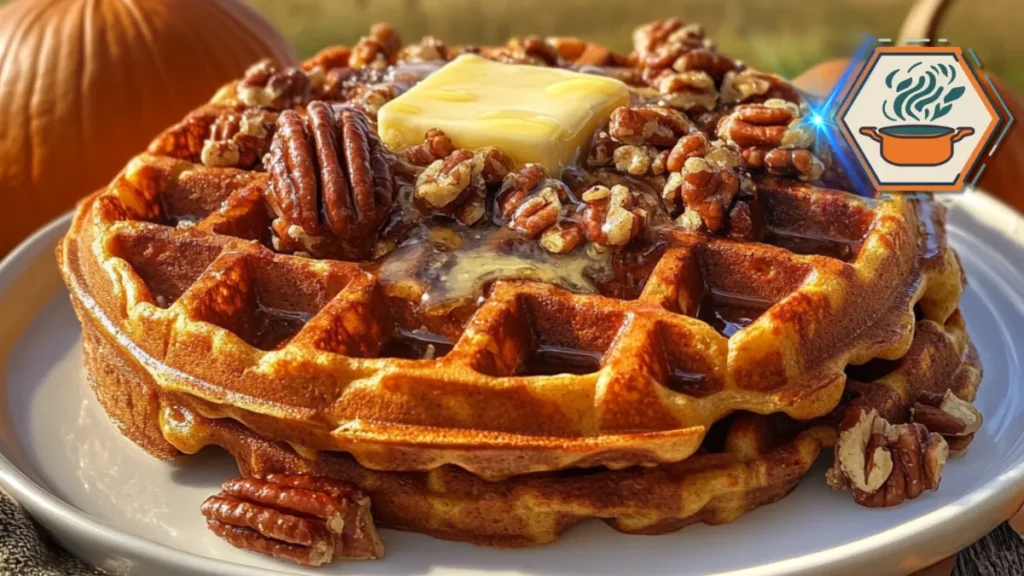 What is a pumpkin pecan waffle? A sweet and nutty delight featuring pumpkin, pecans, and a combination of warm spices, creating a flavorful and satisfying breakfast treat.