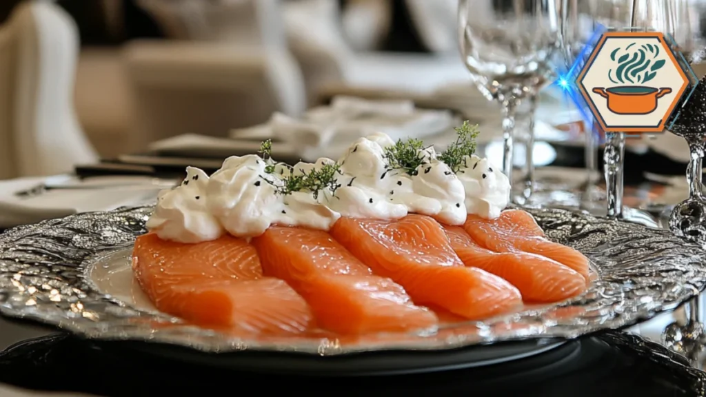A plate of salmon with cream cheese, showcasing the classic flavor pairing, with a focus on the vibrant colors and textures that make this dish a favorite.