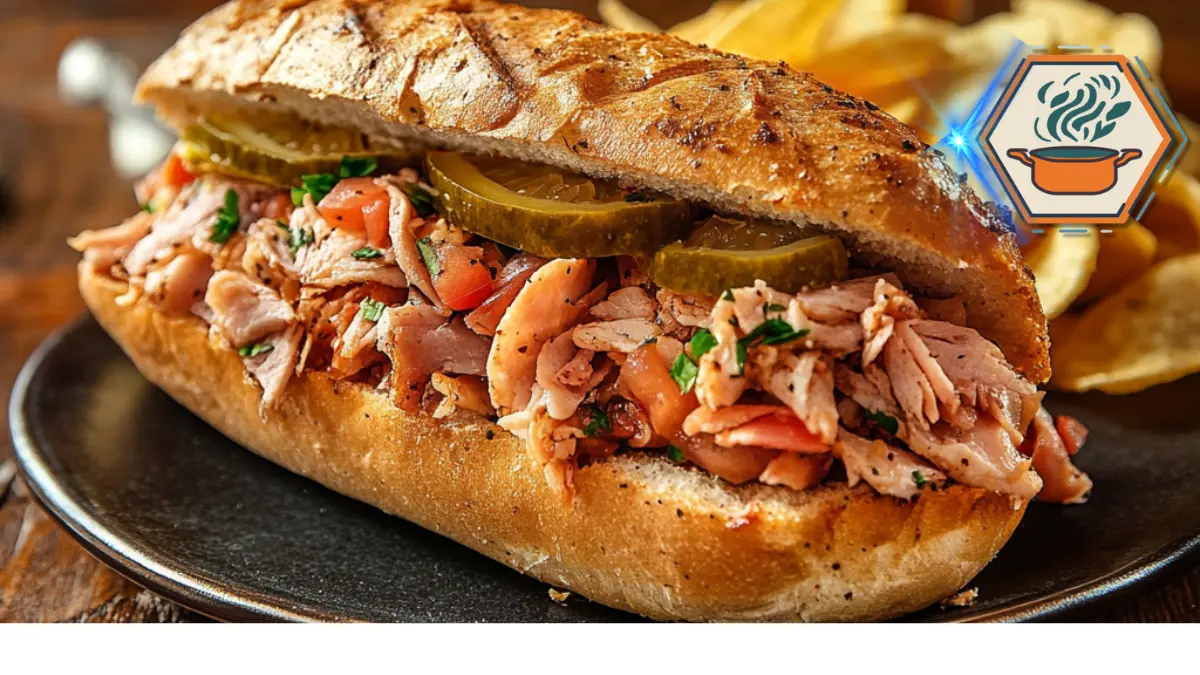 How to Make the Best Chopped Italian Sandwich in Minutes! 3 Plated chopped Italian sandwich served in a rustic hoagie roll, filled with deli meats, cheese, fresh vegetables, and drizzled with a zesty dressing