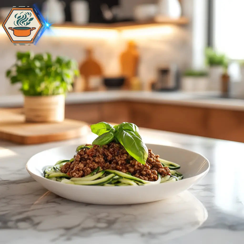 title="Healthy & Low-Carb Ground Beef Ideas - Delicious and Nutritious Recipes" alt="Beautifully lit modern kitchen with marble countertops, set up for preparing healthy and low-carb ground beef dishes."