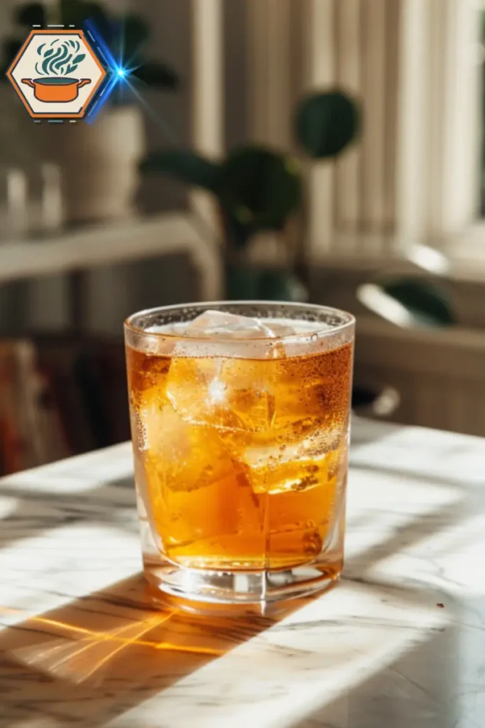 Chilled Japanese Mounjaro detox drink — a light, refreshing recipe that supports real body detox. Chilled glass of Japanese Mounjaro detox drink in a bright modern kitchen, illustrating the japanese mounjaro recipe.
