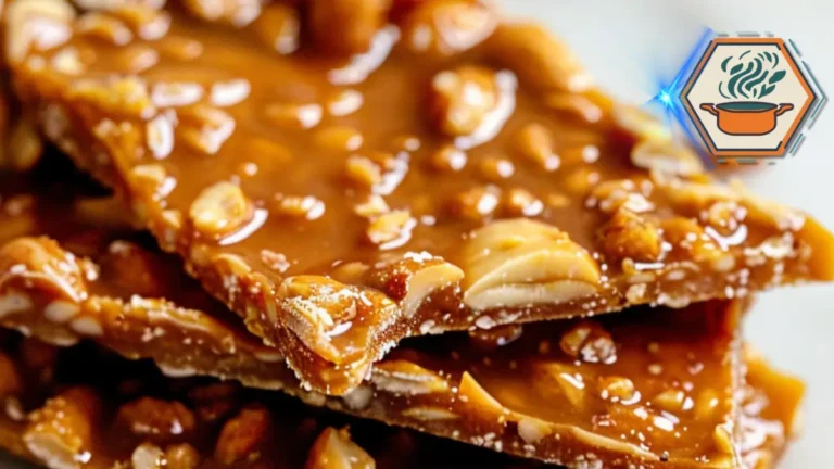 Is peanut brittle a southern thing? 3 A macro shot of the cracked surface of a piece of peanut brittle, highlighting its crunchy and delicate texture, a classic Southern candy.
