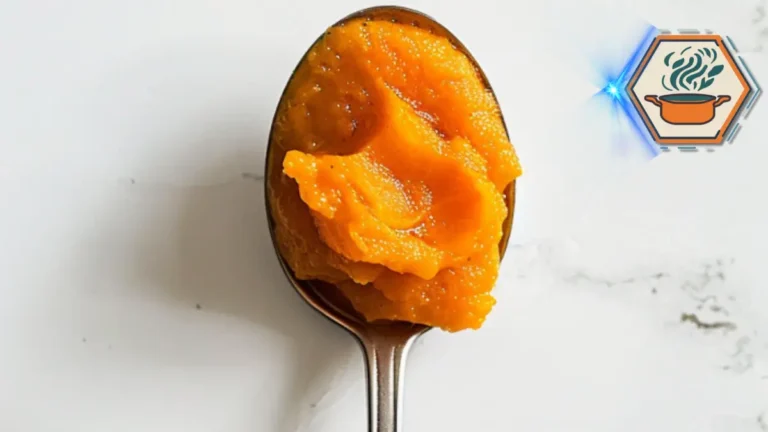 How to Make a Purée – 4 Powerful Tips for Better Blending 3 A spoonful of smooth, freshly made fruit purée presented beautifully, illustrating how to make a purée step by step.