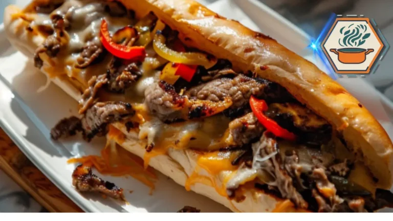 Philly Cheesesteak: Ultimate Guide to History, Ingredients & Recipes 3 Authentic Philly cheesesteak plated on white marble, topped with melted cheese and thinly sliced beef in a toasted hoagie roll.