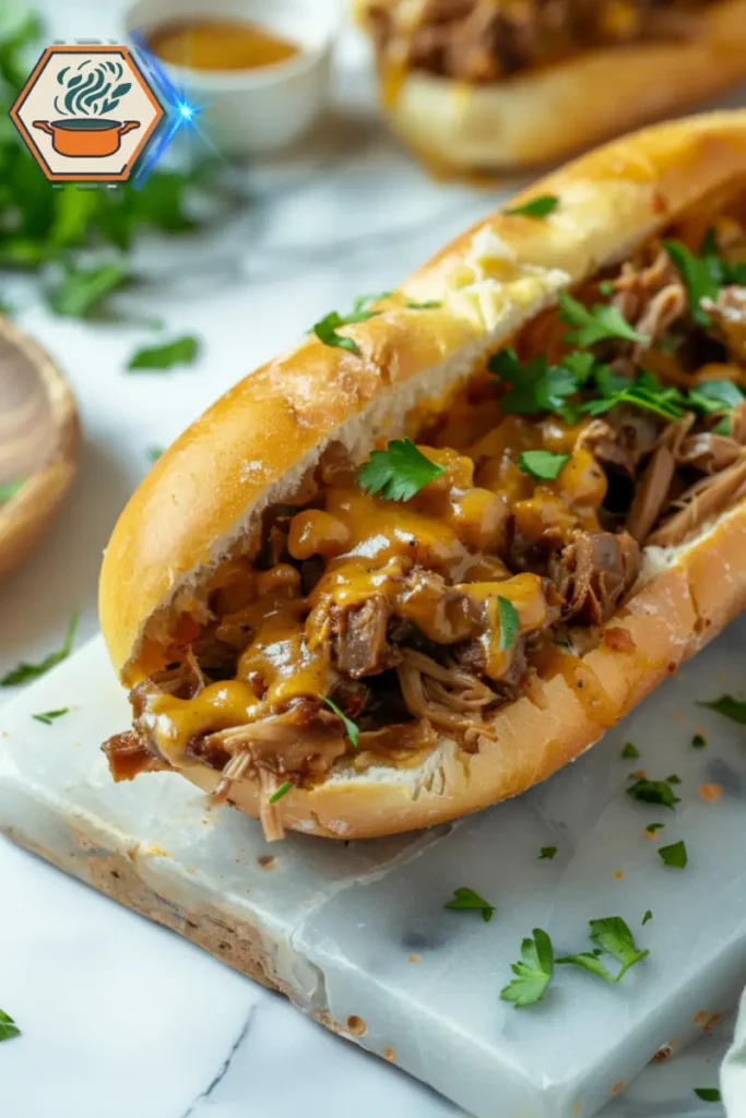 Vegan and gluten-free Philly cheesesteak made with jackfruit and served on a soft gluten-free bun. A vegan Philly cheesesteak sandwich made with jackfruit and gluten-free bread, offering a plant-based twist on the classic recipe.