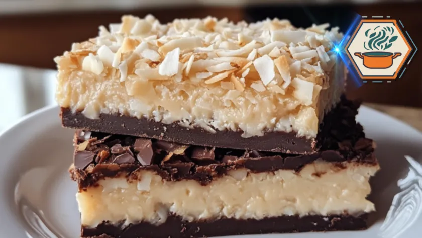 Low side-angle amateur photo of Two-Ingredient Coconut Fudge pieces on a simple plate, showing their soft texture and coconut topping in natural lighting.