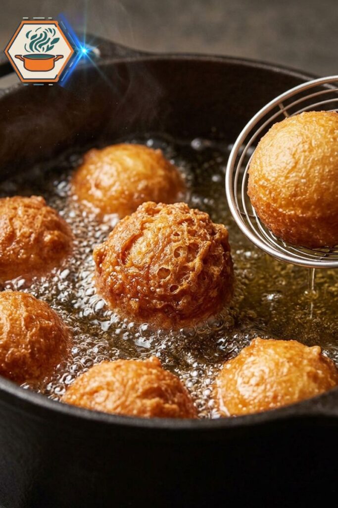 2 Ingredient Donut Holes frying until golden brown