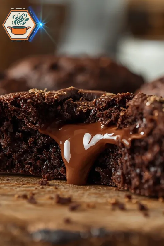 Broken Triple Chocolate Cookie showing gooey melted chocolate inside