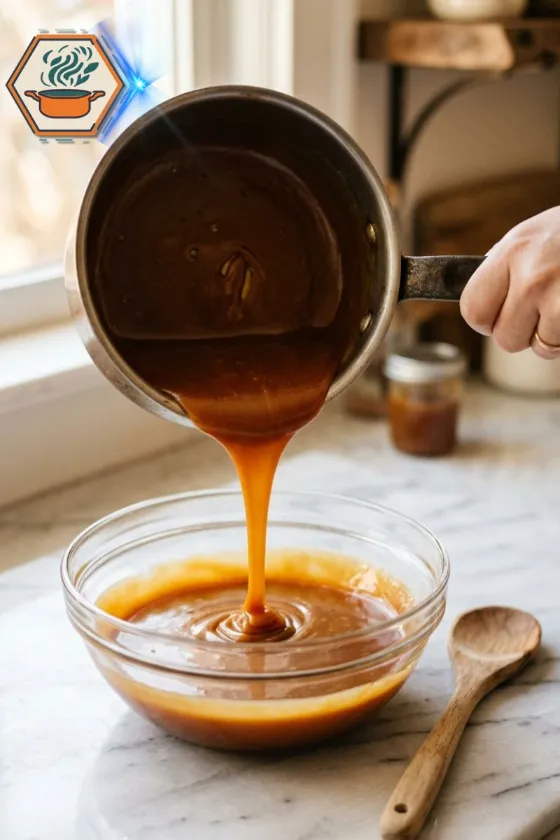 Homemade caramel sauce for No-Bake Caramel Cheesecake