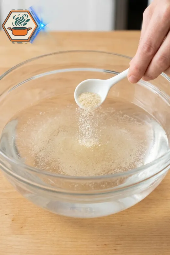 step by step gelatin dessert process from blooming gelatin to pouring and chilling