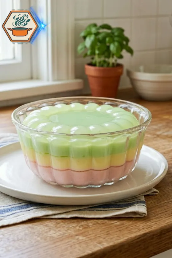 simple beginner gelatin dessert in a clear mold with soft edible jelly texture