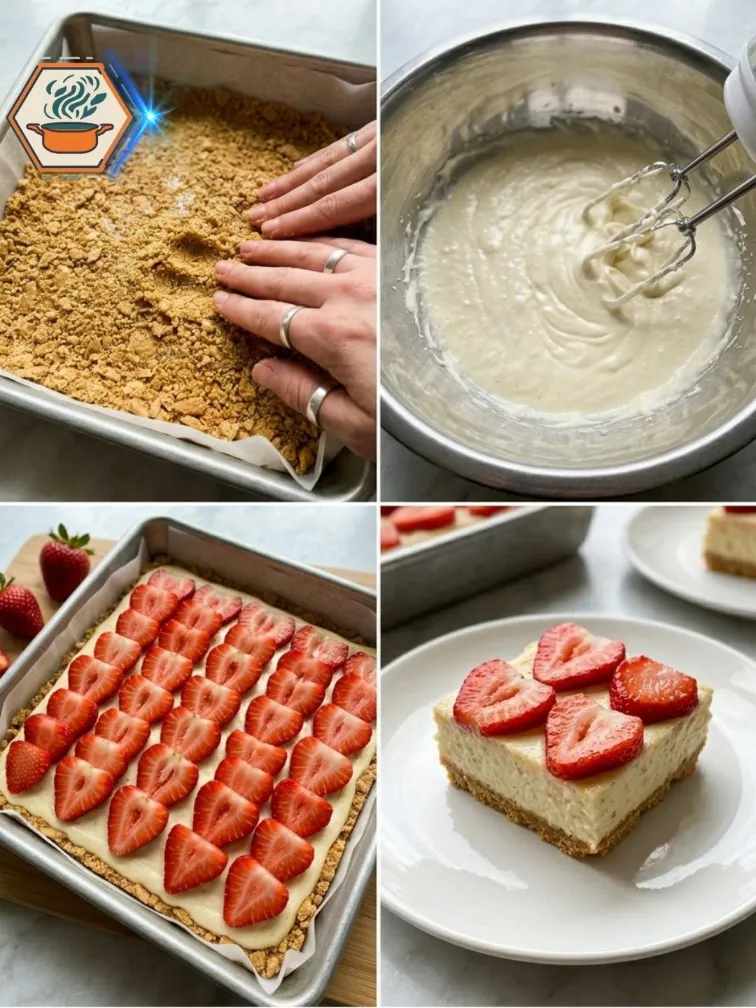 Steps for making strawberry cheesecake bars at home