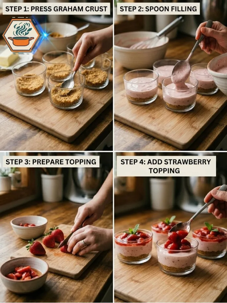 How to Make Frozen Strawberry Cheesecake Cups Step by step frozen strawberry cheesecake cups preparation