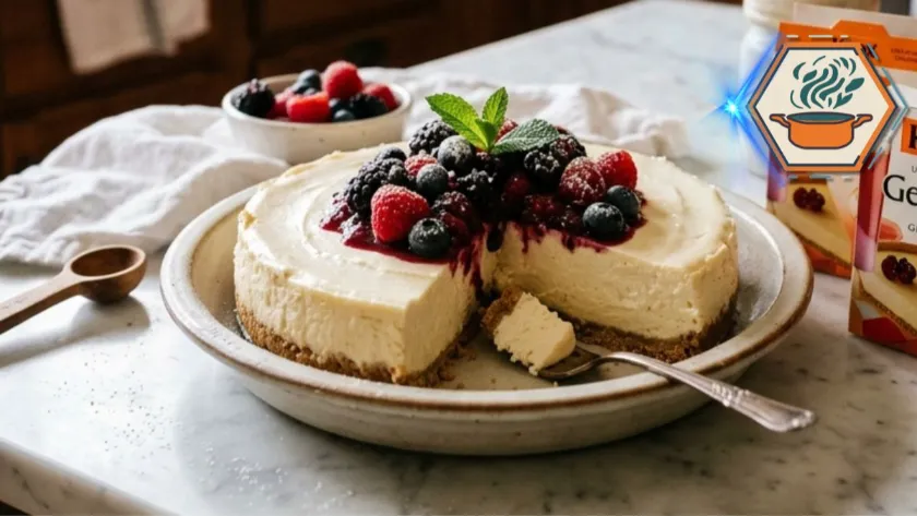 Knox Gelatin Trick for Better Recipes Every Time 2 Knox Gelatin Trick used in creamy homemade cheesecake