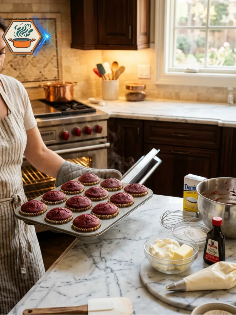 Fresh baked red velvet cupcakes