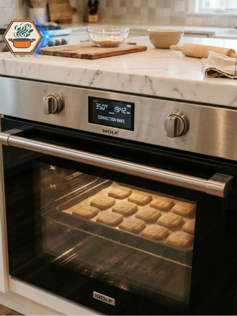 Shortbread cookies baking in the oven
