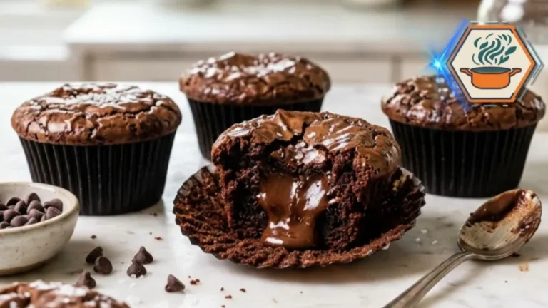 Brownie cupcakes with ingredients on white marble