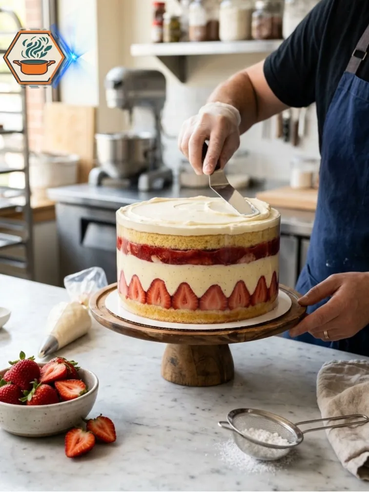 Strawberry Shortcake Cheesecake 15 Assembling Strawberry Shortcake Cheesecake