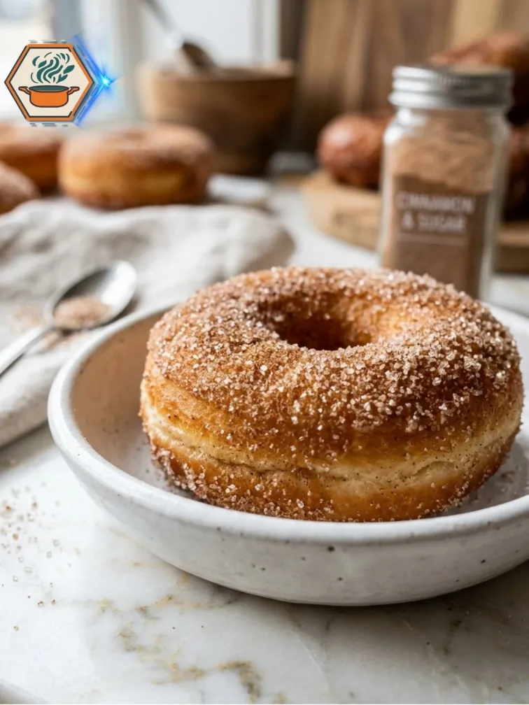 Coating donuts with cinnamon sugar