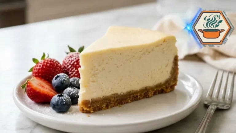 Creamy slice of Three-Ingredient Cheesecake