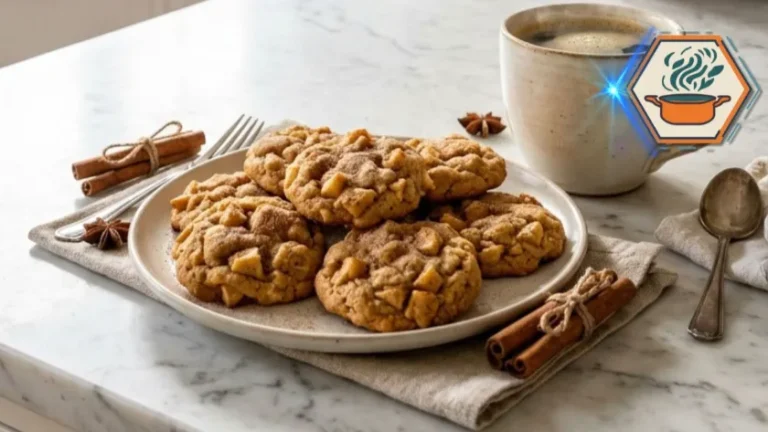 Apple cinnamon cookies served with coffee.