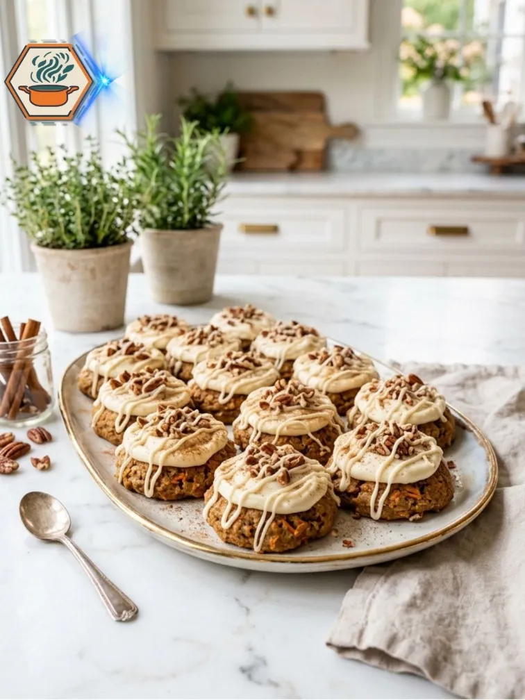 Serving plate of Two-Ingredient Carrot Cake Cookies
