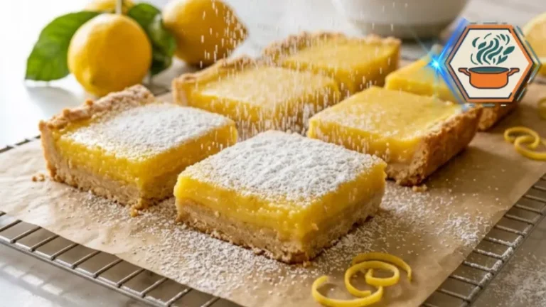 Freshly baked Three-Ingredient Lemon Bars cooling before serving.