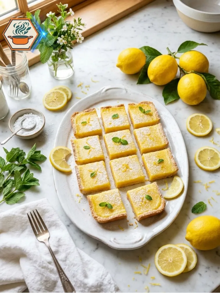 Homemade Three-Ingredient Lemon Bars ready to serve.