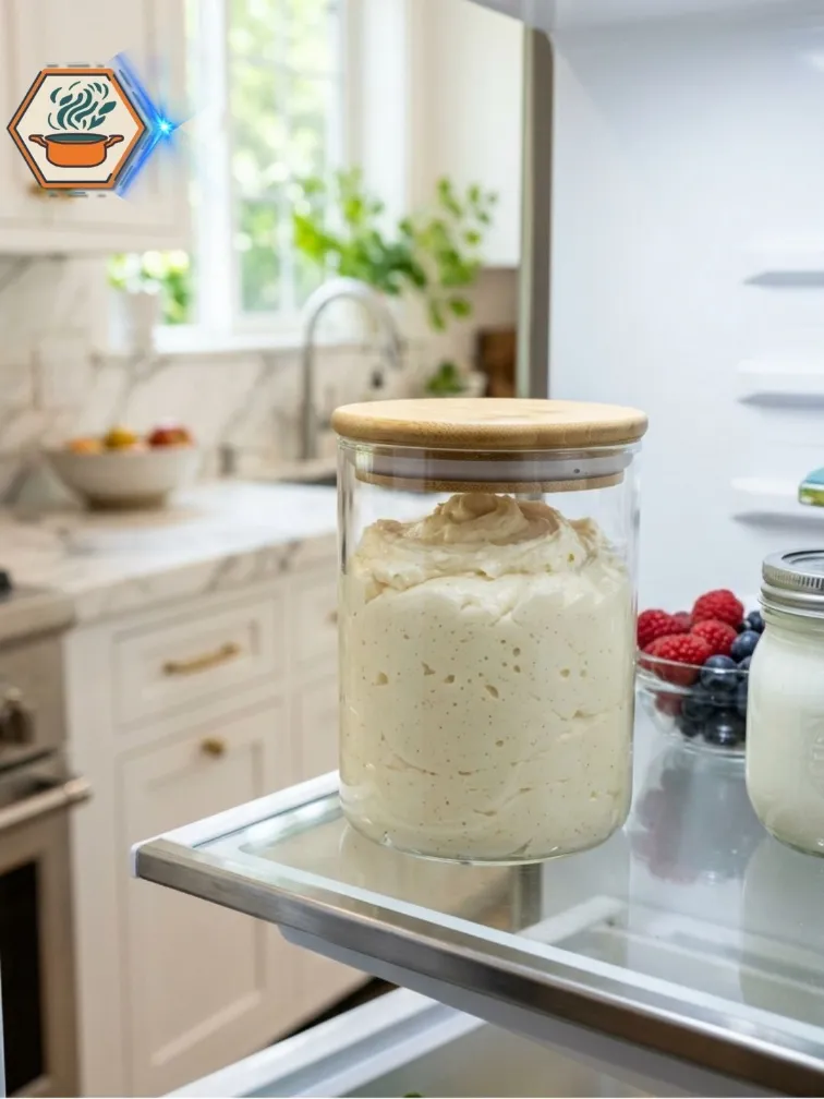 Vanilla Buttercream Frosting stored in an airtight container.