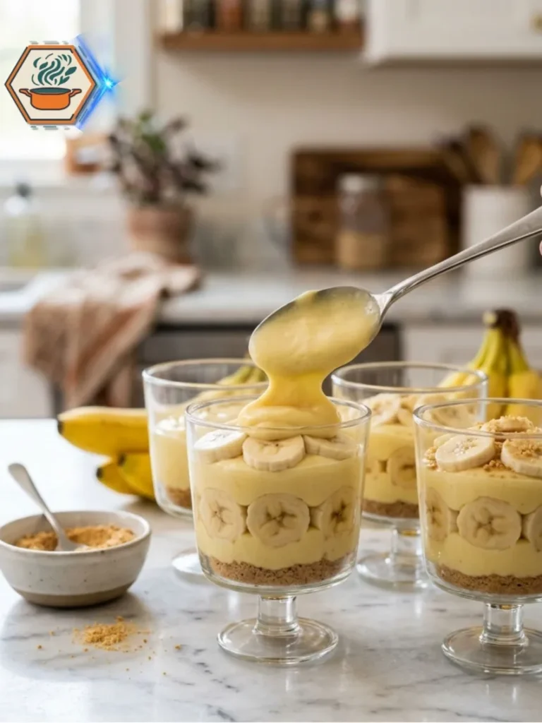 3-Ingredient Banana Pudding Cups 5 Layering banana slices and pudding in clear dessert cups