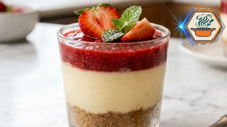 Mini Strawberry Cheesecakes in Cups (Easy No-Bake Recipe) 3 Single no-bake strawberry cheesecake cup with graham cracker crust and fresh strawberry topping