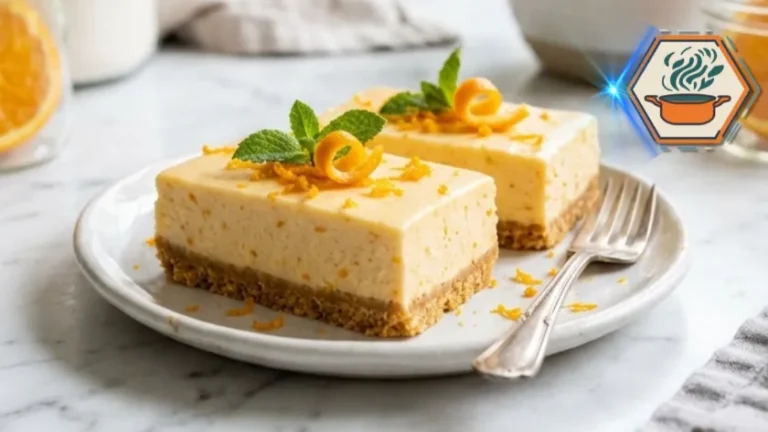 Sliced orange cheesecake bars with cream cheese and orange marmalade