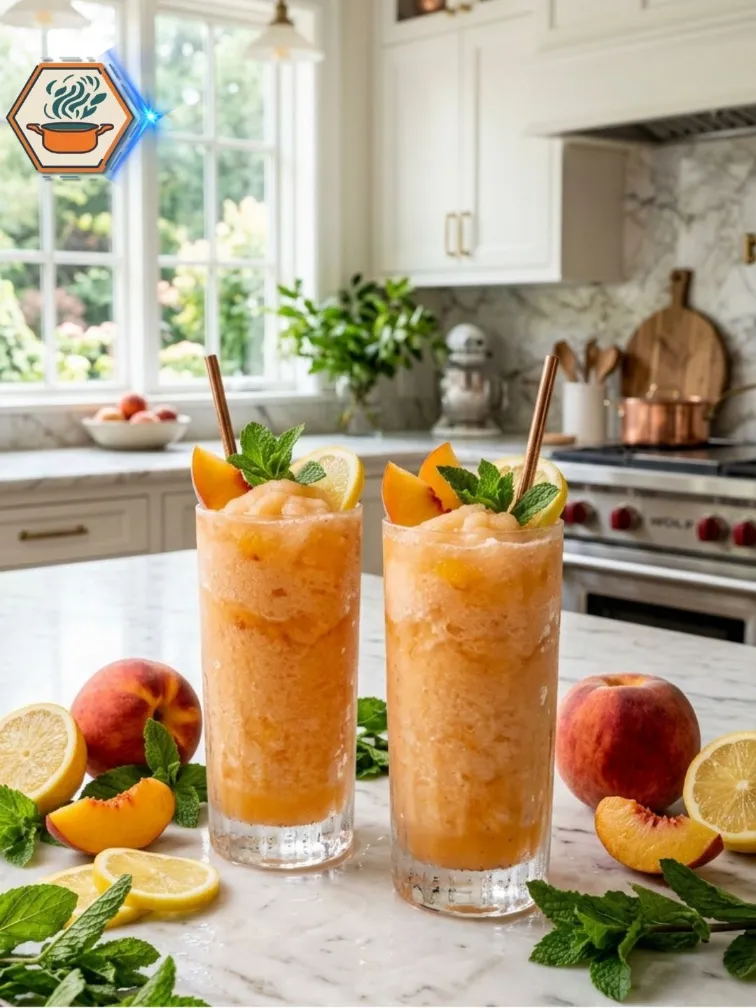 Finished Two-Ingredient Peach Slush ready to drink.