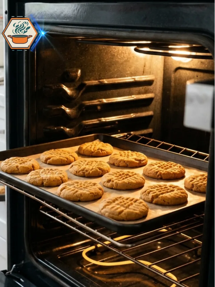 Two-Ingredient Peanut Butter Cookies: The Ultimate Easy Cookie Recipe 9 Peanut butter cookies baking in oven