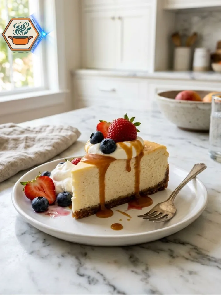Served Three-Ingredient Cheesecake