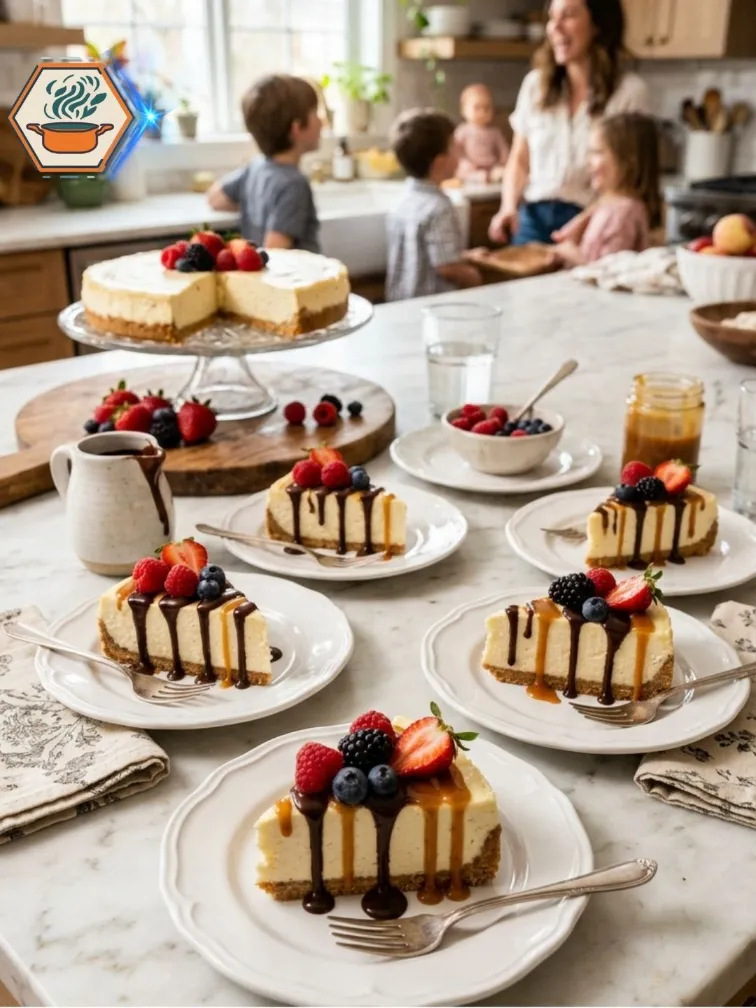 Serving homemade Four-Ingredient No-Bake Cheesecake.