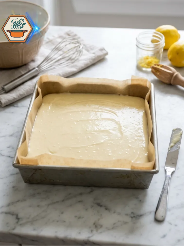 Two-Ingredient Lemon Cheesecake Bars 7 Spread in Pan