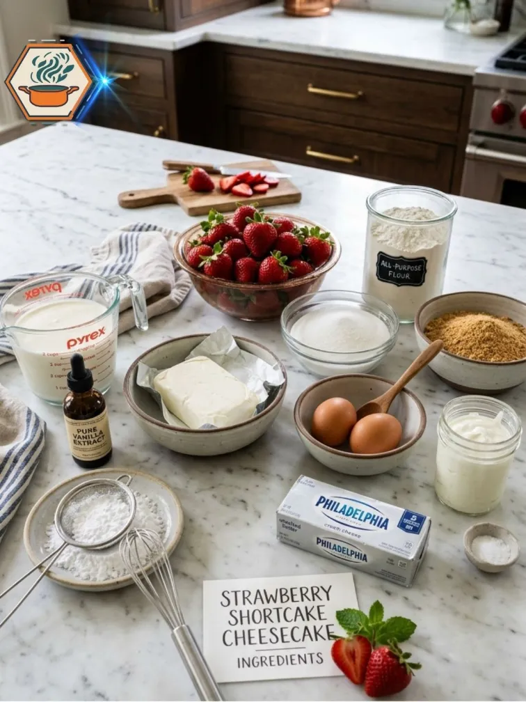 Strawberry Shortcake Cheesecake 10 Ingredients for Strawberry Shortcake Cheesecake