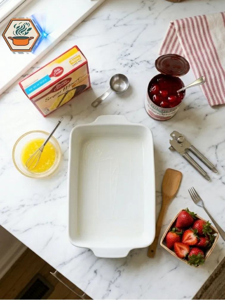 Ingredients for strawberry shortcake bake