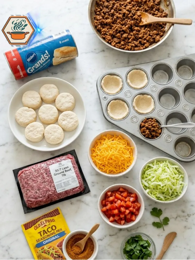 Ingredients for Taco Cups Ingredients needed for Two-Ingredient Taco Cups