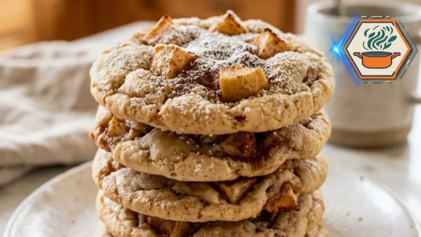 Two-Ingredient Apple Cinnamon Cookies stacked on a white plate.