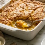Two Ingredient Lemon Cobbler with golden cake mix topping